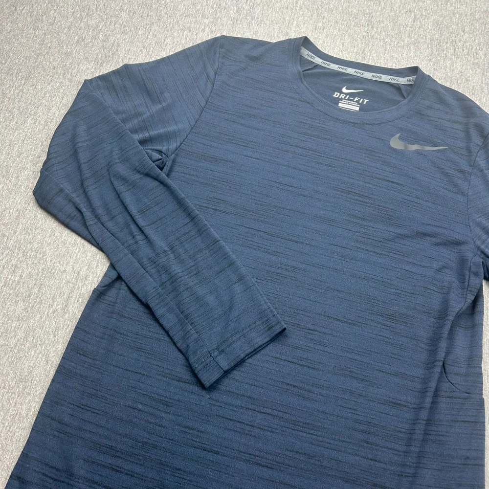 Nike DriFit‎ Long Sleeve Shirt Mens Small Blue Activewear Gym Training Running